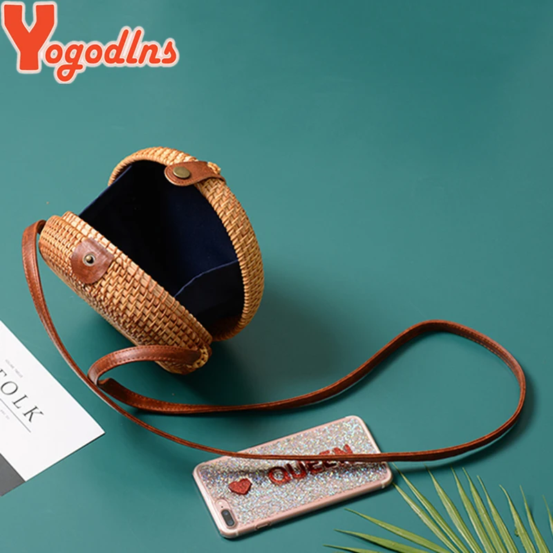 Yogodlns новые круглые соломенные сумки для женщин летняя плетеная пляжная сумка из