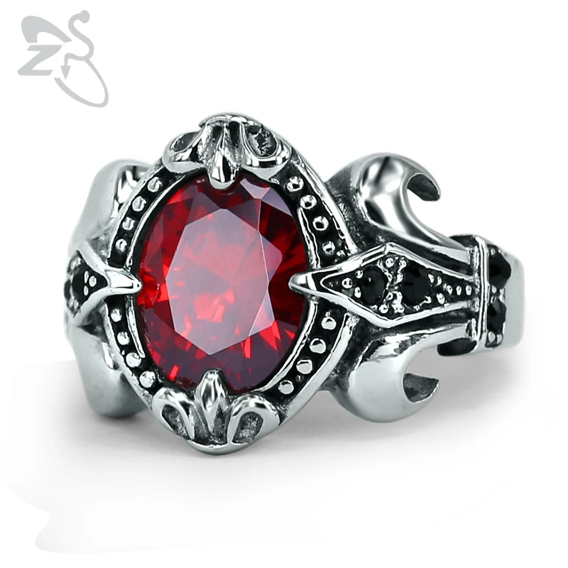ZS Vintage Mens Punk Rings with Red & Black Cubic Zirconia Stone Fashion Stainless Steel Bands Male Gothic Jewelry Gifts
ZS Vintage Mens Punk Rings with Red & Black Cubic Zirconia Stone Fashion Stainless Steel Bands Male Gothic Jewelry Gifts