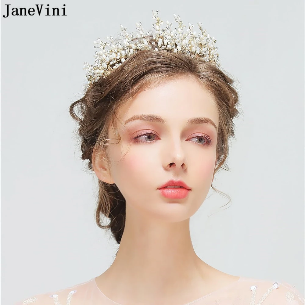 JaneVini Fashion Wedding Crowns Gold Headband with Pearls Rhinestones Princess Tiaras Headpiece Bridal Jewelry Hair Accessories
JaneVini Fashion Wedding Crowns Gold Headband with Pearls Rhinestones Princess Tiaras Headpiece Bridal Jewelry Hair Accessories