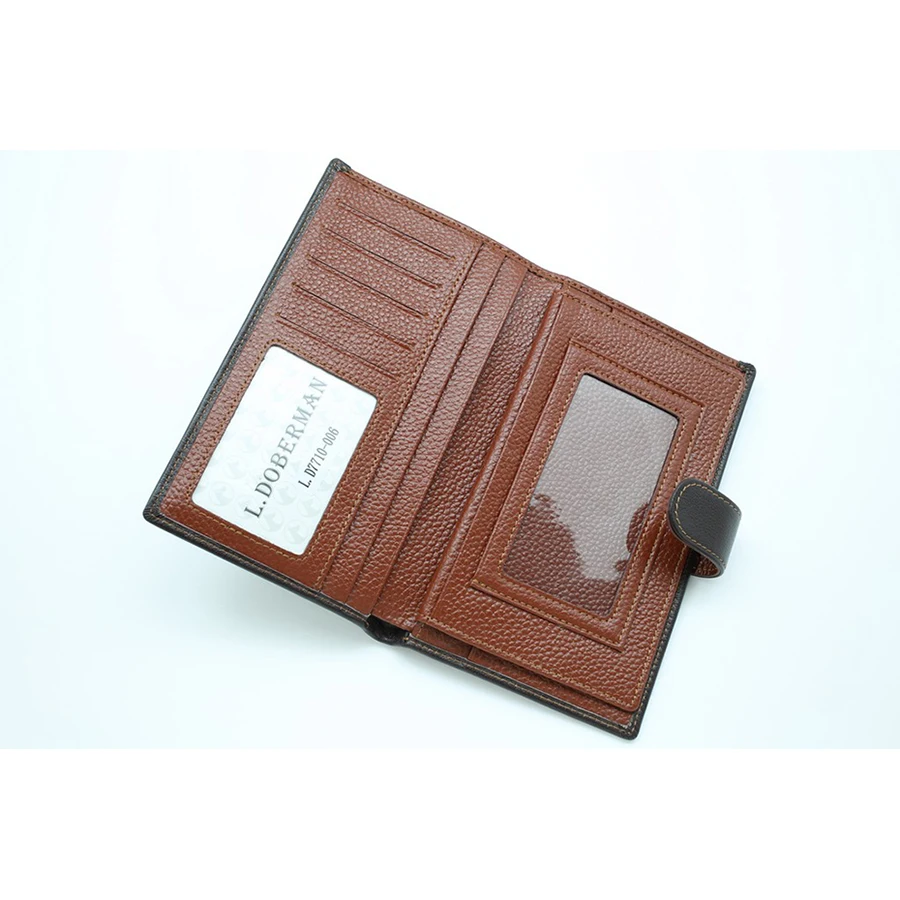 L.Doberman Men Wallet Solid Genuine Leather Hasp Brown Fashion Long Purse High Quality Cow Standard Wallets | Багаж и сумки