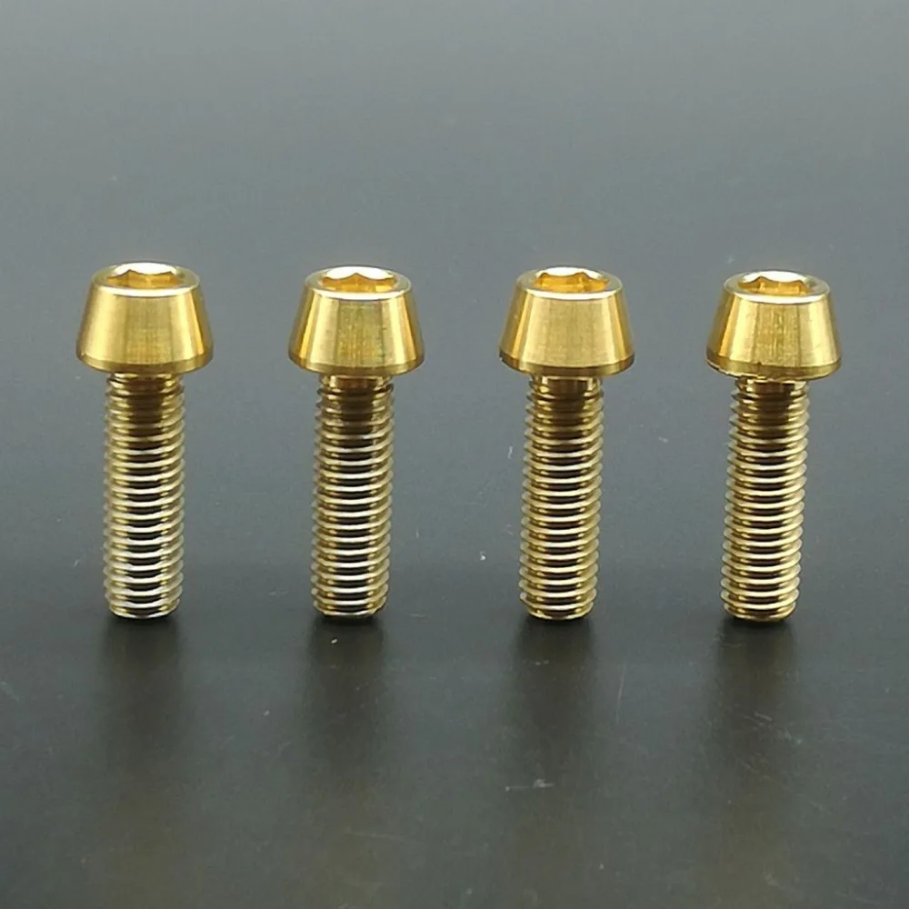 4Pcs M6X18mm Golden Titanium Alloy Bolts Bike Bicycle Bolt Screws Taper Allen Head Thread Screw
4Pcs M6X18mm Golden Titanium Alloy Bolts Bike Bicycle Bolt Screws Taper Allen Head Thread Screw