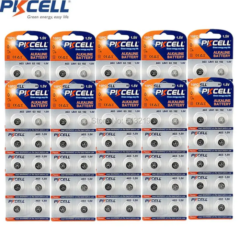 100 шт. PKCELL термометр батарея AG3 LR41 LR192 V3GA SR41 192 392 SR736 1 5 V Щелочная Кнопка монета часы