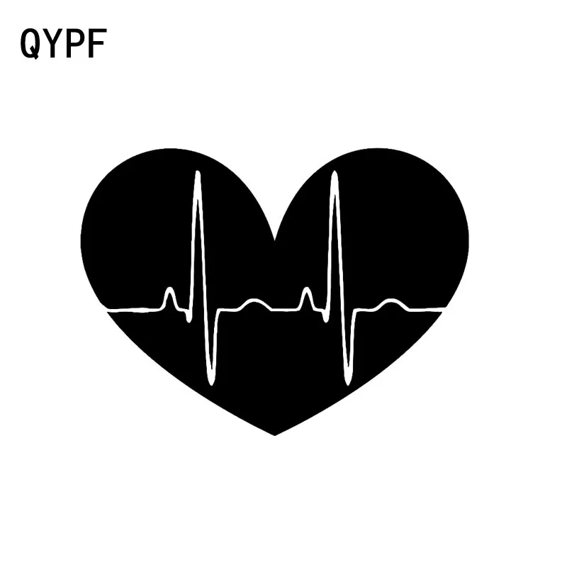 QYPF 15CM*11CM Pulse Heart Love Romance Vinyl Car Sticker Decal Black/Silver Decor Graphical C15-0661 | Автомобили и мотоциклы