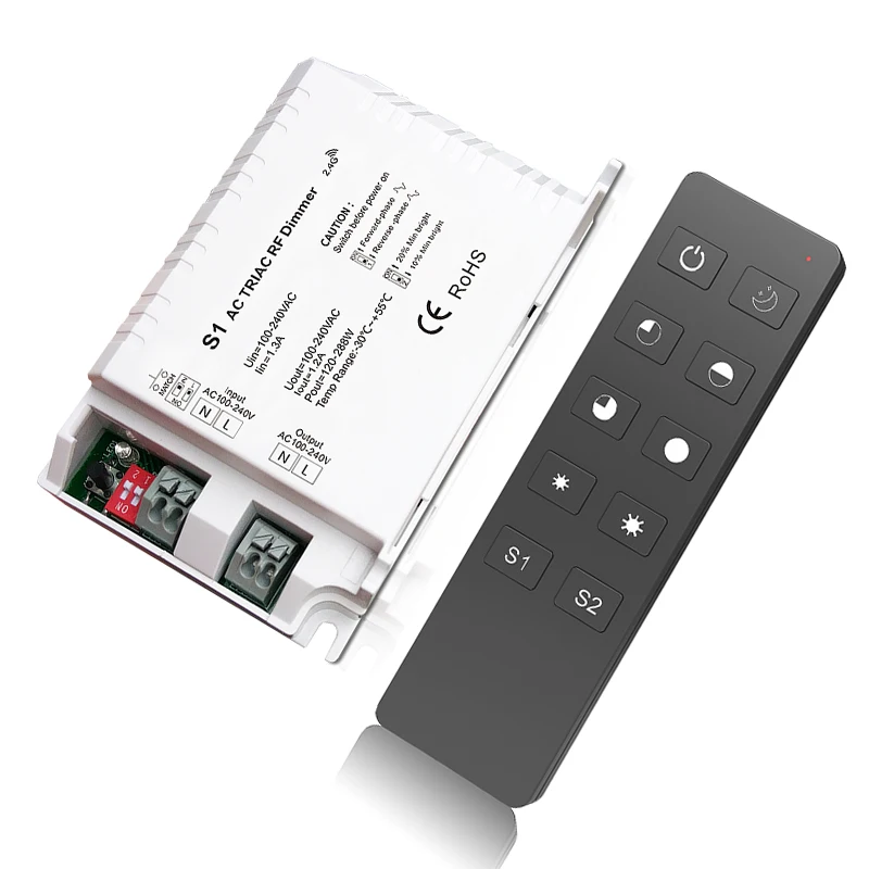 220V High Voltage 100V-240VAC Trailing Edge Dimming Wireless 2.4G RF Remote Led Panel Light 2A Output Triac Dimming Controller
220V High Voltage 100V-240VAC Trailing Edge Dimming Wireless 2.4G RF Remote Led Panel Light 2A Output Triac Dimming Controller