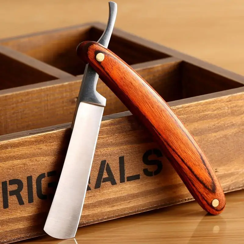 Винтажный нож для бритья из нержавеющей стали складной с прямой кромкой и