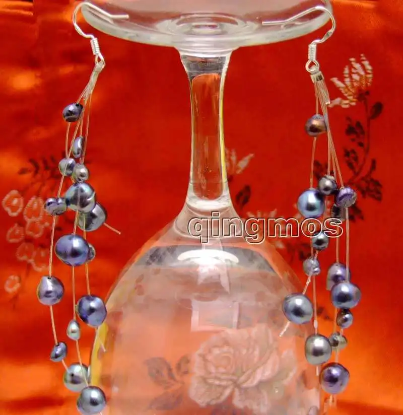 4-9mm BAROQUE Black Natural Freshwater Pearl 4 strands 4.5" Starriness Earring-ear476 wholesale/retail Free shipping
4-9mm BAROQUE Black Natural Freshwater Pearl 4 strands 4.5" Starriness Earring-ear476 wholesale/retail Free shipping