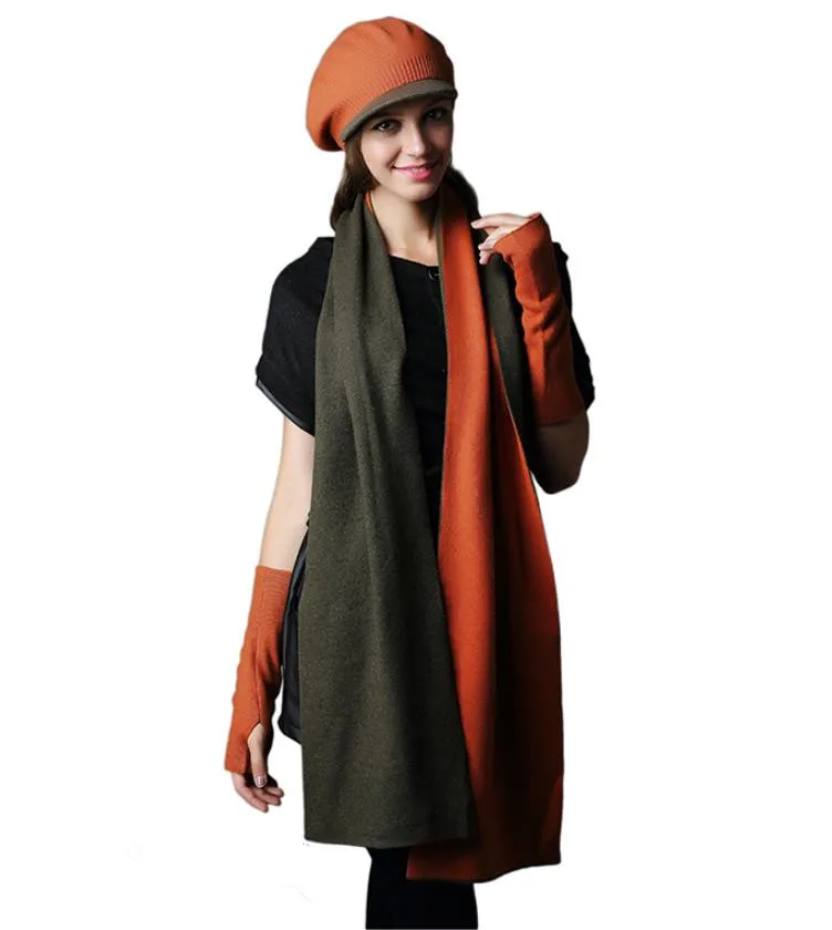 double sided color 100%lambswool knit women fashion long scarf hat gloves 3pcs/set 30x180cm
double sided color 100%lambswool knit women fashion long scarf hat gloves 3pcs/set 30x180cm