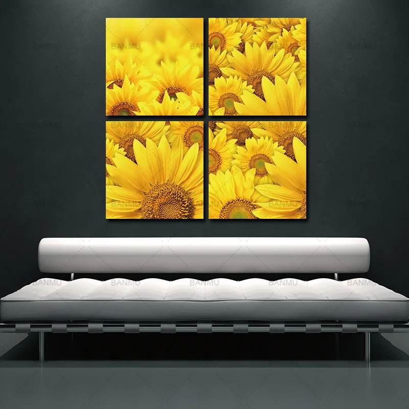 Modern Oil Painting Sunflower Modular Canvas Art Landscape Sun Print and Poster Wall Picture for Living Room Frameless 4pieces
Modern Oil Painting Sunflower Modular Canvas Art Landscape Sun Print and Poster Wall Picture for Living Room Frameless 4pieces