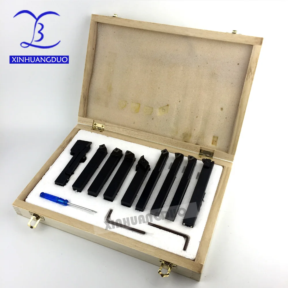 16mm 9pcs/set indexable carbide turnnig tools lathe, lathe cutting tools set with inserts for mini lathes in China and Russia
16mm 9pcs/set indexable carbide turnnig tools lathe, lathe cutting tools set with inserts for mini lathes in China and Russia