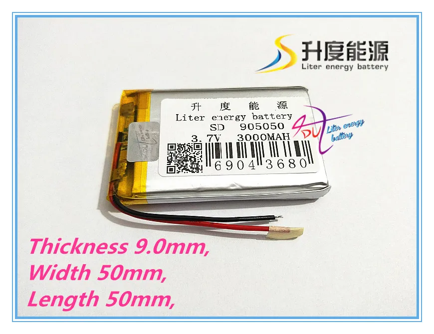 polymer battery Projector Camcorder 905050 3.7V 3000mAh Battery Lithium Polymer For GPS Vedio Game E-Book Tablet PC
polymer battery Projector Camcorder 905050 3.7V 3000mAh Battery Lithium Polymer For GPS Vedio Game E-Book Tablet PC