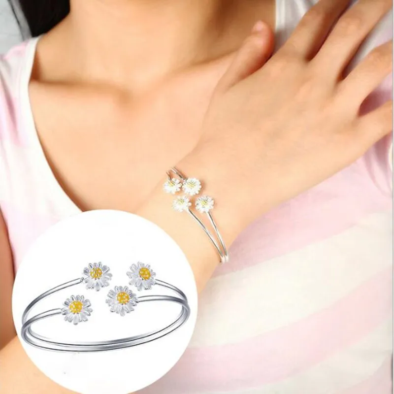 Personality Fashion Fresh 925 Sterling Silver Jewelry Multi-layer Daisy Sun Flower Female Opening Bracelet SL034
Personality Fashion Fresh 925 Sterling Silver Jewelry Multi-layer Daisy Sun Flower Female Opening Bracelet SL034