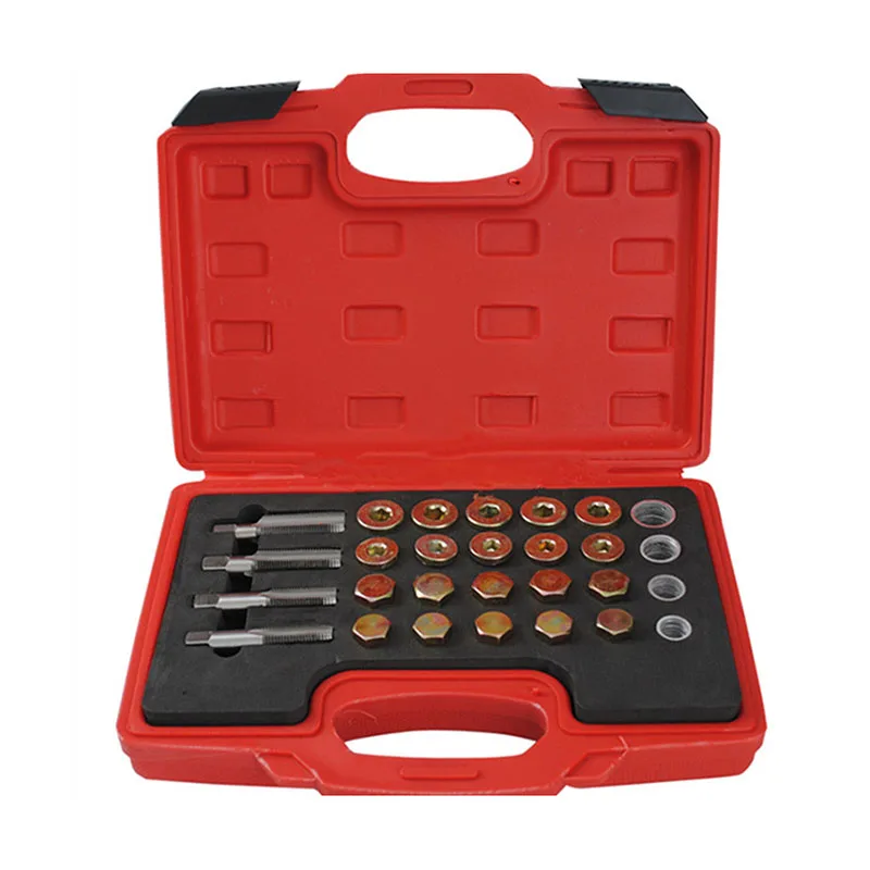 64pc Top Quality Oil Drain Plug Sump Bolt Thread Repair Kit M13 - M20 Tap oil pan thread repair tool set Auto repair tool
64pc Top Quality Oil Drain Plug Sump Bolt Thread Repair Kit M13 - M20 Tap oil pan thread repair tool set Auto repair tool