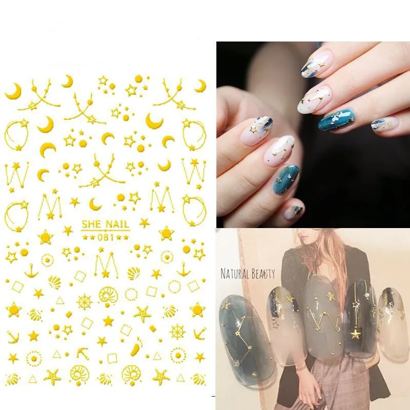 1 Piece DIY Gold Moon Star Design 3D Nail Stickers Self-adhesive DIY Stickers Decals Tips Gel Polish Manicure Nail Art Decals
1 Piece DIY Gold Moon Star Design 3D Nail Stickers Self-adhesive DIY Stickers Decals Tips Gel Polish Manicure Nail Art Decals