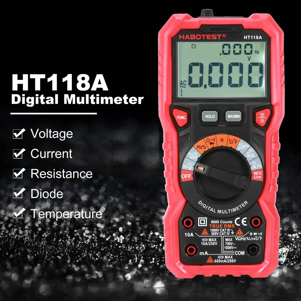 Цифровой мультиметр HT118A HT118C HT118D зуммер с подсветкой переменный ток амперметр