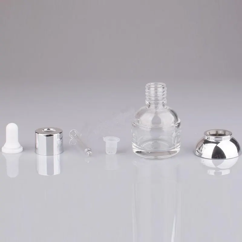 50pcs 20ML 30ml Essential Oil Bottle clear Color With Gold and Silver Circle Glass Plastic Head Dropper F20171749 | Красота и