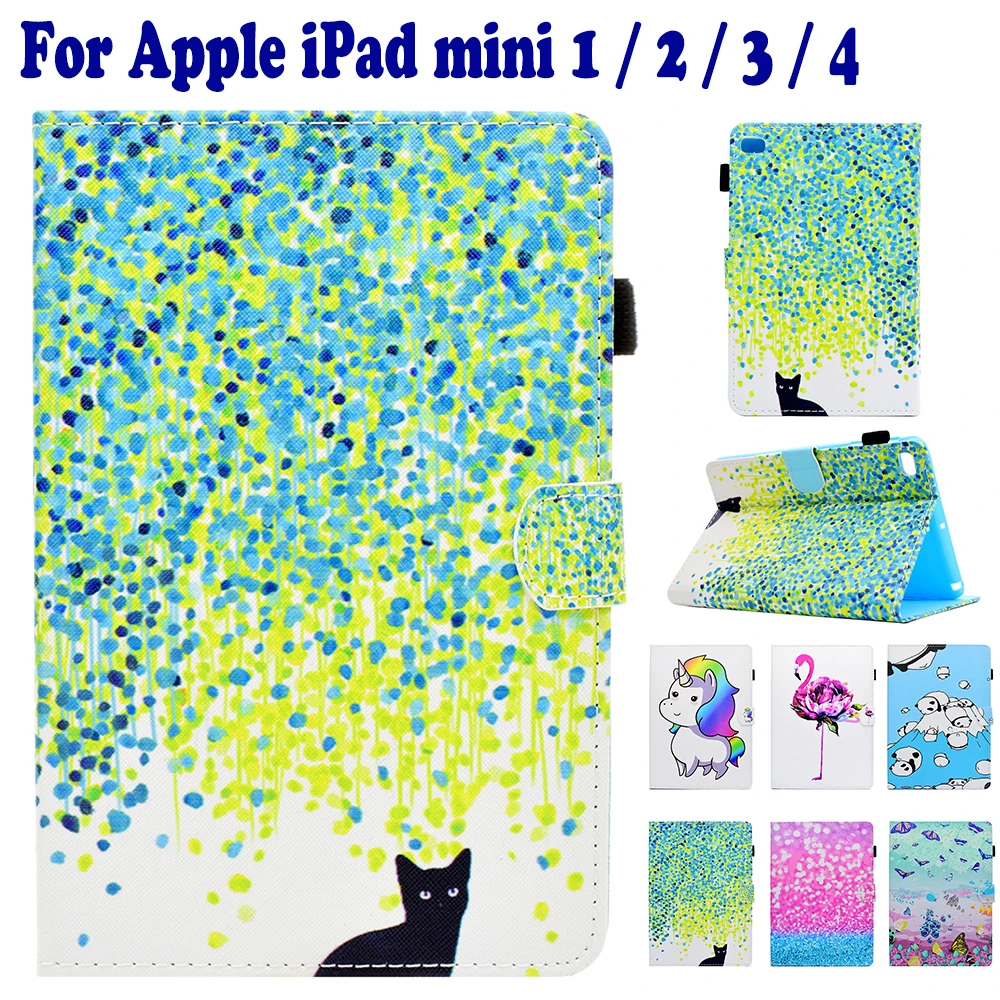 Модный чехол книжка с рисунком бабочки Фламинго кота для Apple iPad mini 4 1/2/3