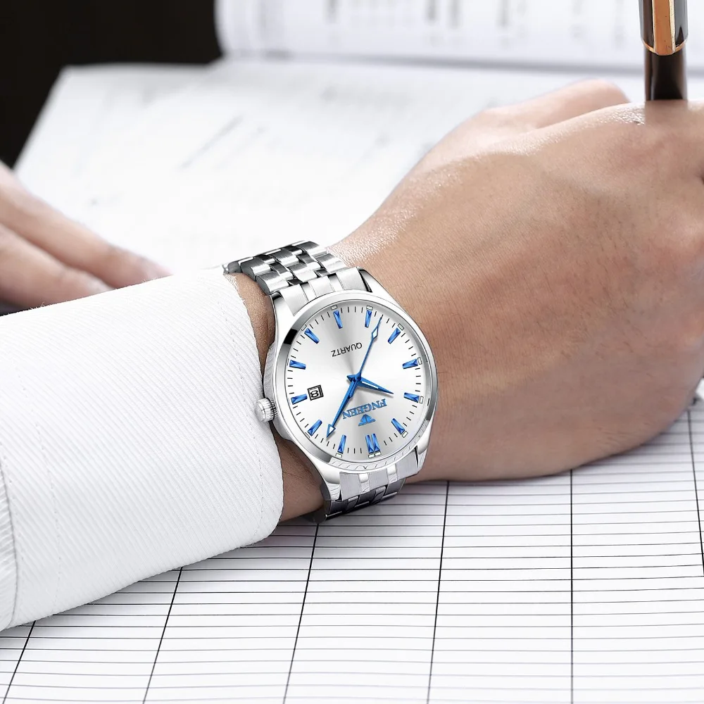 FNGEEN Date Men Watch Male Business Stainless steel Clock Quartz Calendar Waterproof Wrist Watches Luxury Clock Relogio homens g 
FNGEEN Date Men Watch Male Business Stainless steel Clock Quartz Calendar Waterproof Wrist Watches Luxury Clock Relogio homens g
