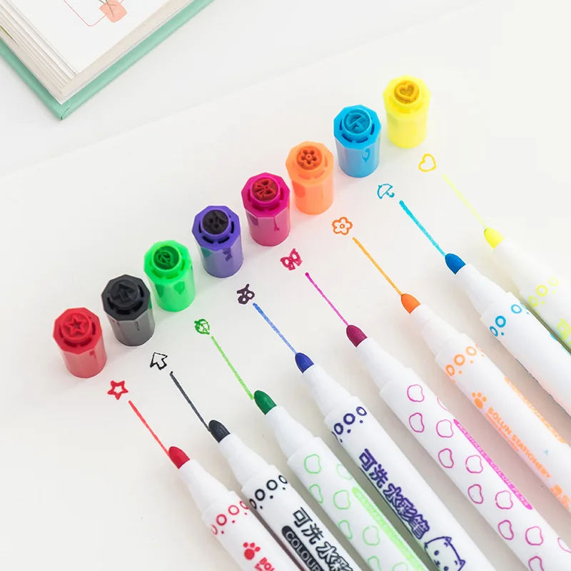 12 Colors Kawaii Seal Stamp Washable Watercolor Pen Cute Marker Pen Kid Stationery Art Graffiti Drawing Painting Supply
12 Colors Kawaii Seal Stamp Washable Watercolor Pen Cute Marker Pen Kid Stationery Art Graffiti Drawing Painting Supply