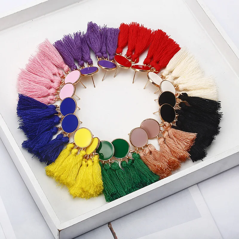 Bohemian Fashion Long Tassel Drop Dangle Earrings for Women Round Fringed Party Statement Earrings 2019
Bohemian Fashion Long Tassel Drop Dangle Earrings for Women Round Fringed Party Statement Earrings 2019