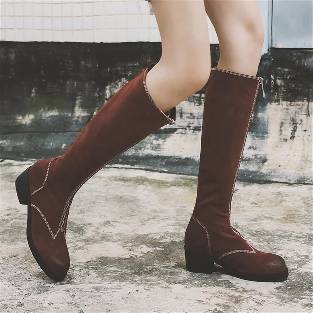 Drestrive Hand Made Cow Suede Knee High Women Boots Autumn Front Zipper Med Heel 5 cm Round Toe Winter Shoes Woman
Drestrive Hand Made Cow Suede Knee High Women Boots Autumn Front Zipper Med Heel 5 cm Round Toe Winter Shoes Woman