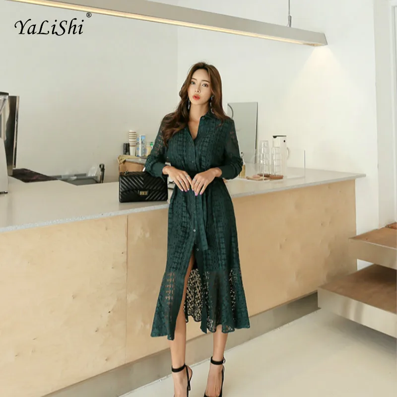 Women Plus Size Mermaid Dress Autumn White Full Sleeve Turn-down Collar Ankle-length Casual Office Lace Dress Elegant Dresses
Women Plus Size Mermaid Dress Autumn White Full Sleeve Turn-down Collar Ankle-length Casual Office Lace Dress Elegant Dresses
