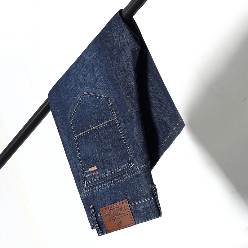 Джинсы мужские потертые Классические штаны из денима байкерские синие|Мужские