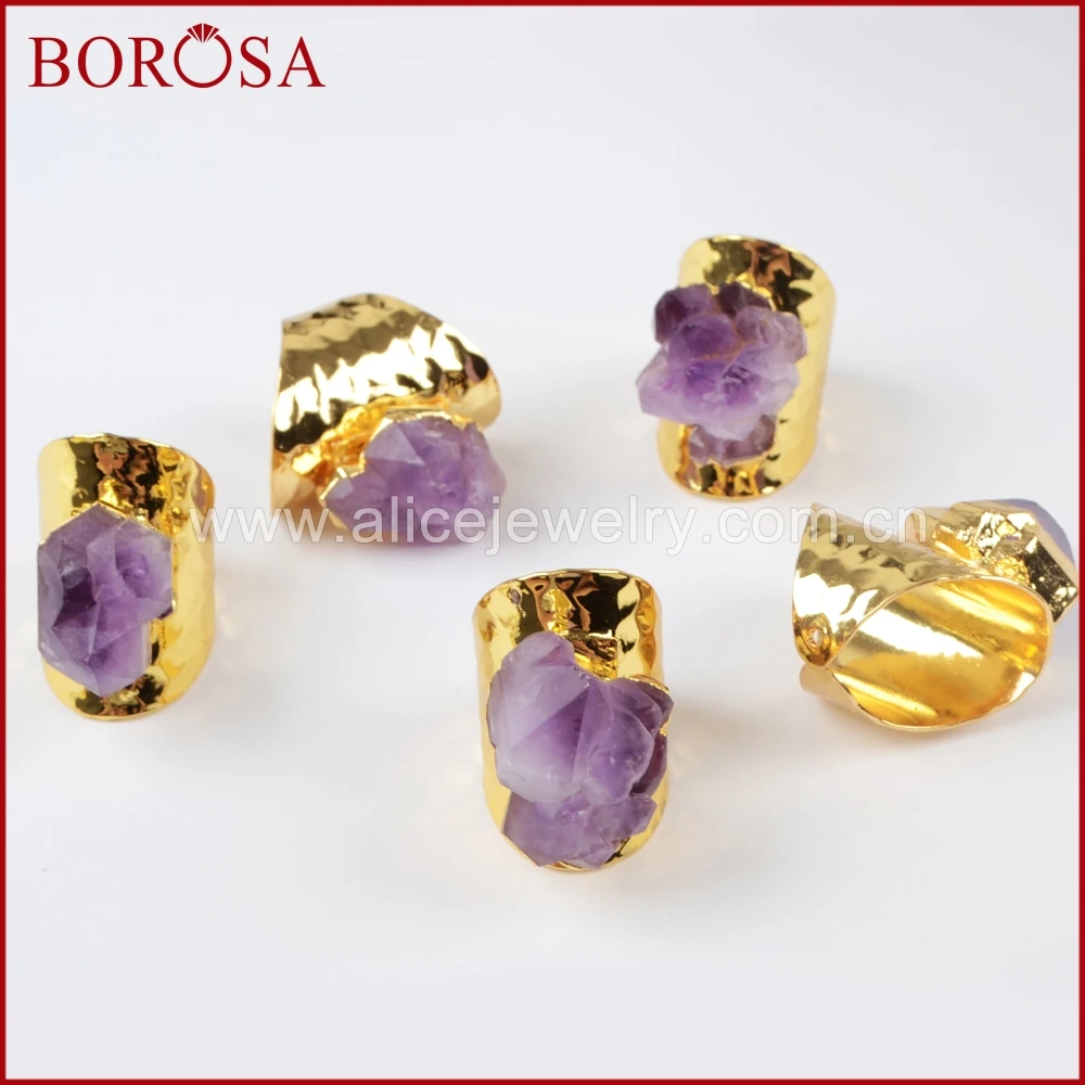 BOROSA Fashion Sparkling Gold Color 100% Rough Natural Purple Crystal Druzy Ring for Women Party Rings Natural Gems Rings G1399
BOROSA Fashion Sparkling Gold Color 100% Rough Natural Purple Crystal Druzy Ring for Women Party Rings Natural Gems Rings G1399