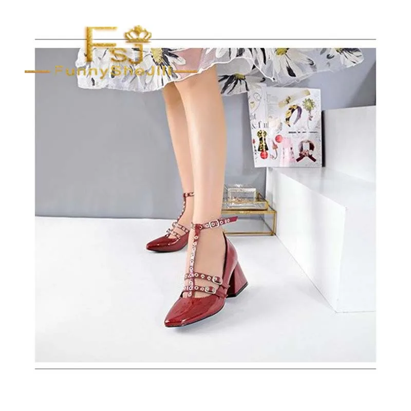 Red T Strap Shoes Square Toe Patent Leather Vintage Pumps Spring Autumn Attractive Incomparable Generous FSJ Elegant Fashion
Red T Strap Shoes Square Toe Patent Leather Vintage Pumps Spring Autumn Attractive Incomparable Generous FSJ Elegant Fashion