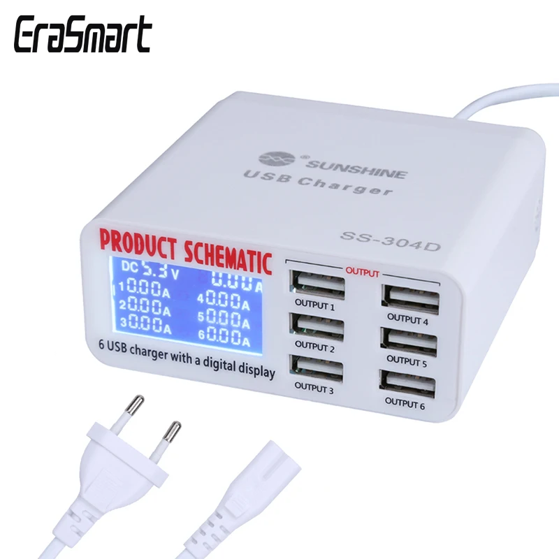 USB multi-port smart fast charging 6-port USB charger smart screen display smart phone tablet charger
USB multi-port smart fast charging 6-port USB charger smart screen display smart phone tablet charger