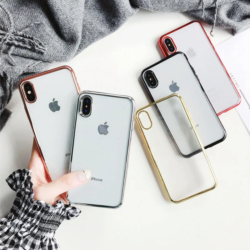 Retail Silicone Phone Case Electroplated Plating Shell Back Cover for UV Printing iPhone XS MAX XR X 7 Plus |