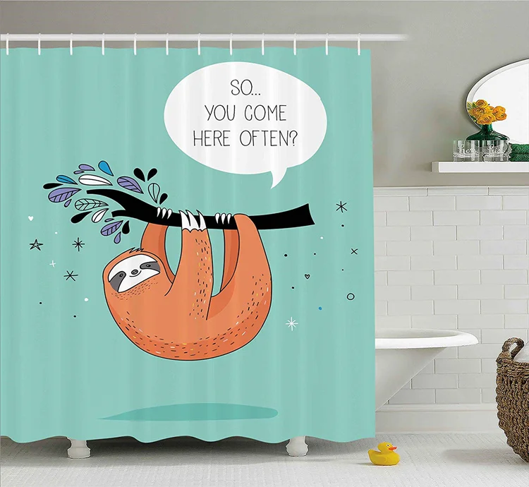Funny Lazy Sloth with Quote So You Come Here Often Shower Curtains Cute Sloths Bathroom Curtains Accessories Home Decor Gifts
Funny Lazy Sloth with Quote So You Come Here Often Shower Curtains Cute Sloths Bathroom Curtains Accessories Home Decor Gifts