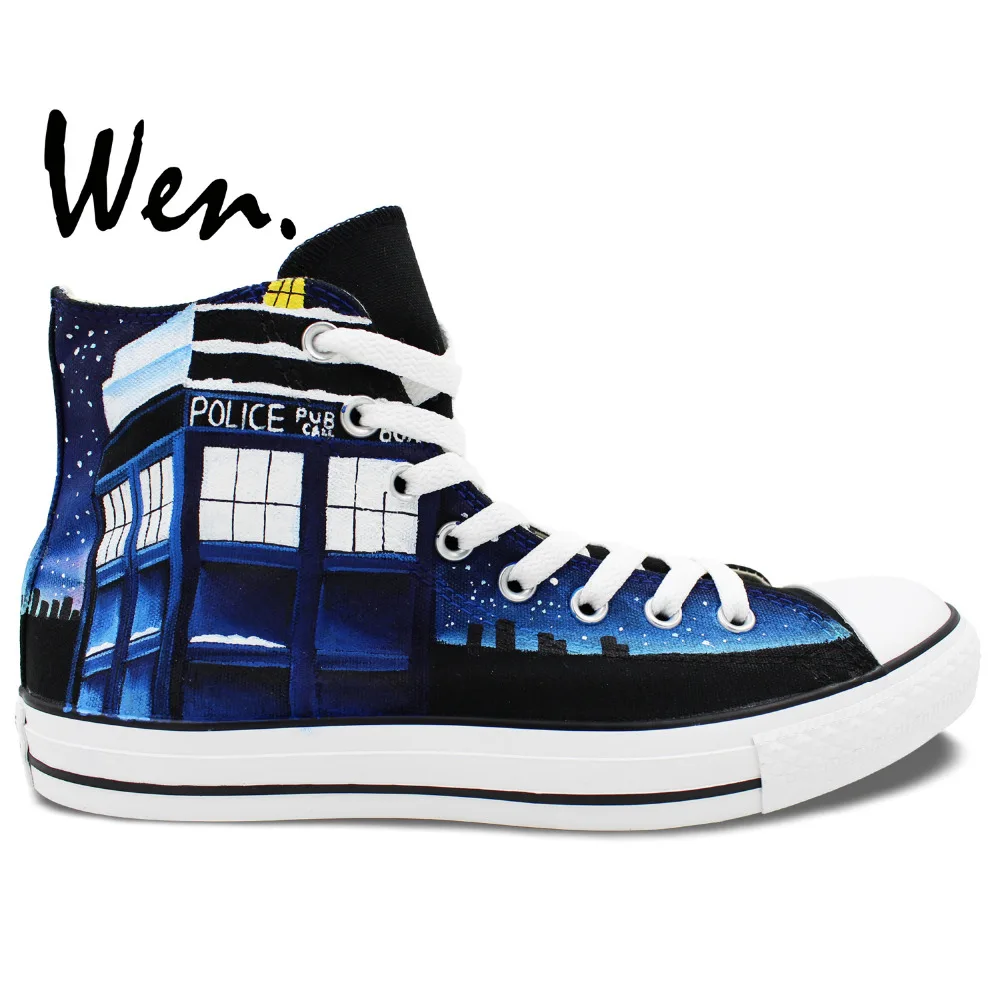 Wen Hand Painted Shoes Men Women's Design Custom Sneakers Doctor Who Tardis DW Dark Blue High Top Canvas Sneakers
Wen Hand Painted Shoes Men Women's Design Custom Sneakers Doctor Who Tardis DW Dark Blue High Top Canvas Sneakers