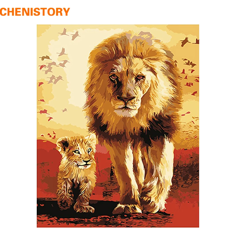 CHENISTORY Lion Familly Animals DIY Painting By Numbers Hand Painted Oil Painting Wall Art Picture Acrylic Paint By Numbers
CHENISTORY Lion Familly Animals DIY Painting By Numbers Hand Painted Oil Painting Wall Art Picture Acrylic Paint By Numbers