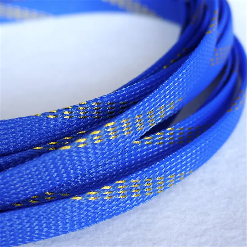 Blue & Golden - High quality 12mm Braided PET Expandable Sleeving High Density Sheathing Plaited Cable Sleeves 1M
Blue & Golden - High quality 12mm Braided PET Expandable Sleeving High Density Sheathing Plaited Cable Sleeves 1M