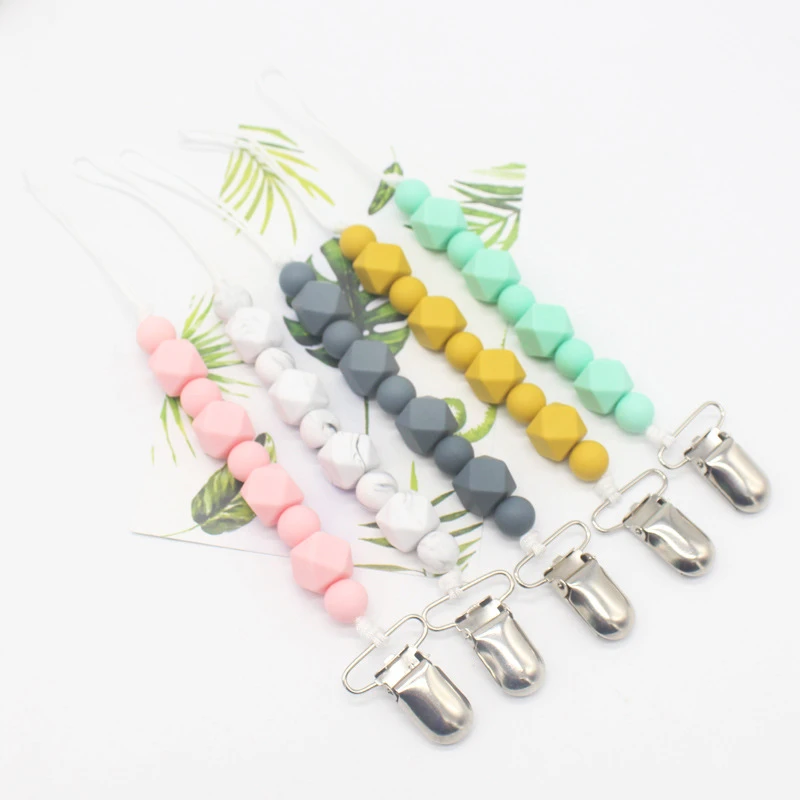 Silicone Teething Pacifier Clips with Safe ABS Beads Silicone Pacifier Chain Holder For Nipples Baby Chew Toys
Silicone Teething Pacifier Clips with Safe ABS Beads Silicone Pacifier Chain Holder For Nipples Baby Chew Toys