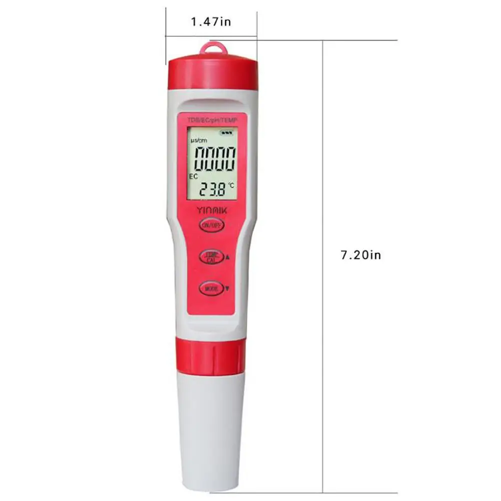 4-in-1 Portable Digital PH TDS EC TEMP Water Tester Multi-function Test Pen Kit For Swimming Pool Drinking Water Spa Accessories
4-in-1 Portable Digital PH TDS EC TEMP Water Tester Multi-function Test Pen Kit For Swimming Pool Drinking Water Spa Accessories