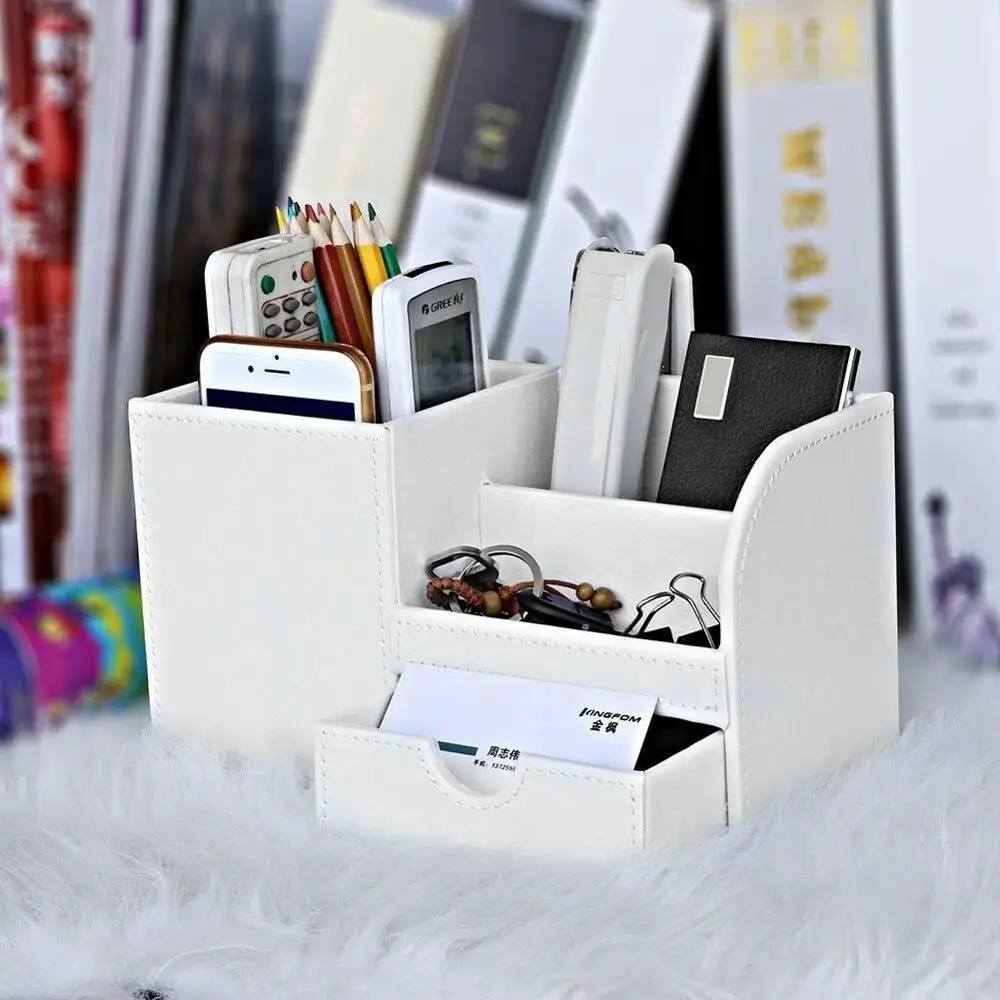 Leather Desk Organizer with Small Drawer -Pen Pencil Holder - Multifunction Desktop Stationery Remote Control Caddy Storage Box
Leather Desk Organizer with Small Drawer -Pen Pencil Holder - Multifunction Desktop Stationery Remote Control Caddy Storage Box