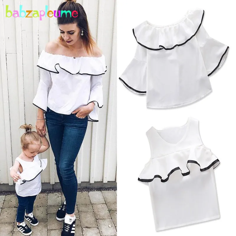 babzapleume Summer Fashion Family Clothing Matching Outfits Mother Daughter Clothes White Chiffon T-shirt Baby Girls Tops BC1281
babzapleume Summer Fashion Family Clothing Matching Outfits Mother Daughter Clothes White Chiffon T-shirt Baby Girls Tops BC1281
