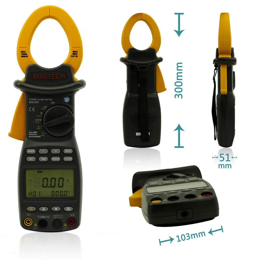 MASTECH MS2203 MS2205 Высокая чувствительность 3 фазы TRMS Цифровой Токоизмерительные