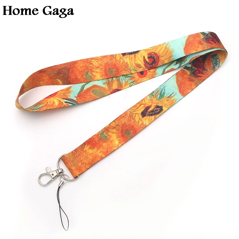 D0260 Homegaga Van Gogh's картины Подсолнух ключ шнурок ID Держатели для телефона ремешки