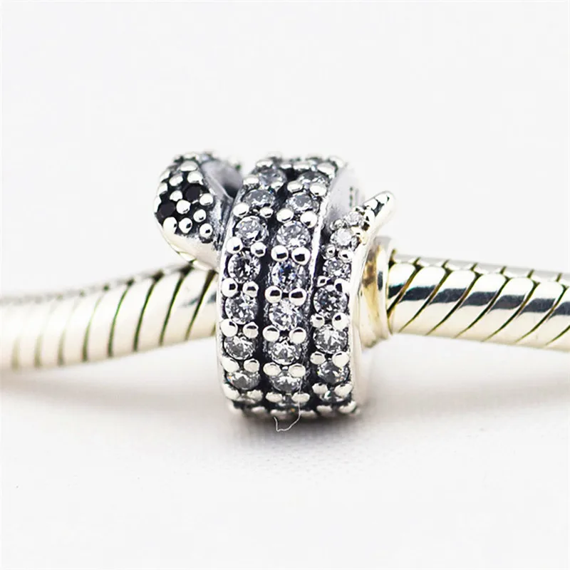 

Подходит для браслета Pandora, очаровательные ювелирные изделия из настоящего серебра 925 пробы, сверкающие бусины с имитацией змеиной шкуры дл...