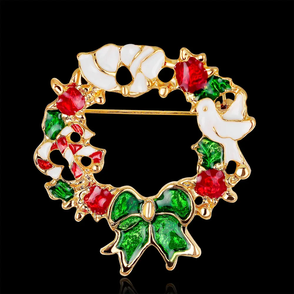 JUJIE Christmas Flower Wreath Brooches For Women 2019 Fashion Enamel Plant Brooch Pins Jewelry Dropshipping
JUJIE Christmas Flower Wreath Brooches For Women 2019 Fashion Enamel Plant Brooch Pins Jewelry Dropshipping