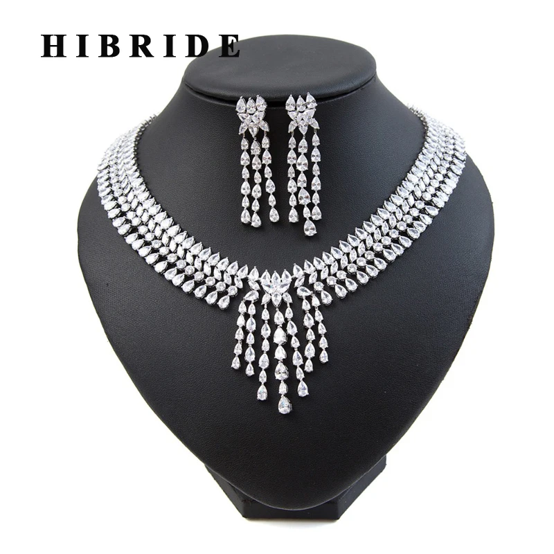 HIBRIDE New Shiny Water Drop Cubic Zirconia Pendant Necklace Earrings Sets Women Wedding Bridal Jewelry Set N-212
HIBRIDE New Shiny Water Drop Cubic Zirconia Pendant Necklace Earrings Sets Women Wedding Bridal Jewelry Set N-212