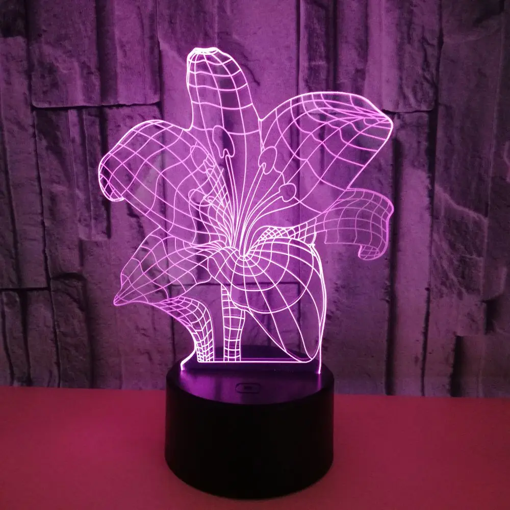 3D LED USB Bedroom Night Light Plants lily Flower Shaped Livingroom Multicolor Decorative Table Lamp Lighting Cable Friends gift
3D LED USB Bedroom Night Light Plants lily Flower Shaped Livingroom Multicolor Decorative Table Lamp Lighting Cable Friends gift