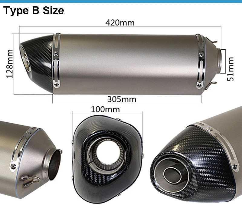 PHULEOVEO ID:51mm L:420mm Universal Motorcycle Exhaust Muffler Pipe Carbon Fiber Stainless Steel Motorbike Exhaust Pipe Escape
PHULEOVEO ID:51mm L:420mm Universal Motorcycle Exhaust Muffler Pipe Carbon Fiber Stainless Steel Motorbike Exhaust Pipe Escape
