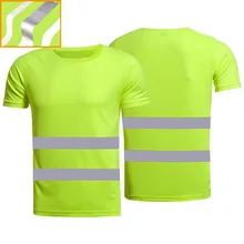 Outdoor Sports Fluorescent High Visibility Safety Work Shirt Summer Breathable Work T Shirt Reflective Vest t-shirt Quick Dry