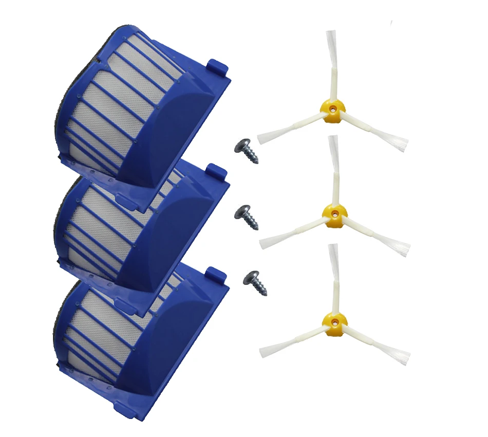 New 3 Armed Brush & 3 Aero Vac Filter & Screw For iRobot Roomba 600 Series 620 630 650 660
New 3 Armed Brush & 3 Aero Vac Filter & Screw For iRobot Roomba 600 Series 620 630 650 660