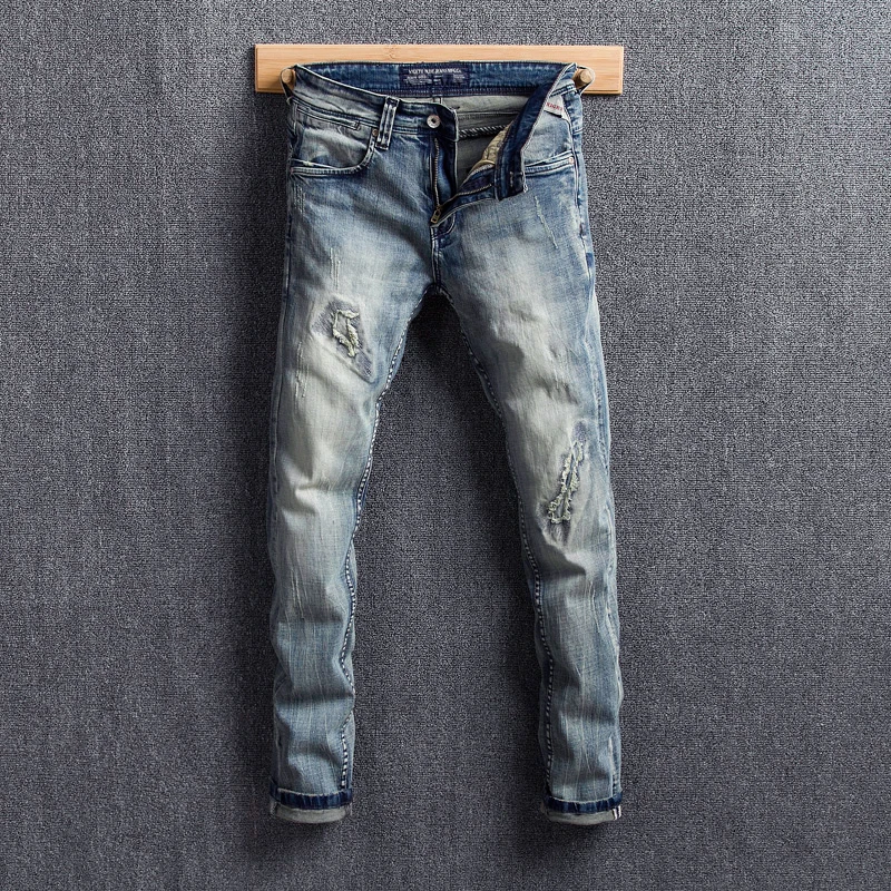 Italian Style Fashion Men Jeans Elastic Slim Fit Ripped Jeans Men Vintage Classical Denim Pants Streetwear Hip Hop Jeans homme
Italian Style Fashion Men Jeans Elastic Slim Fit Ripped Jeans Men Vintage Classical Denim Pants Streetwear Hip Hop Jeans homme
