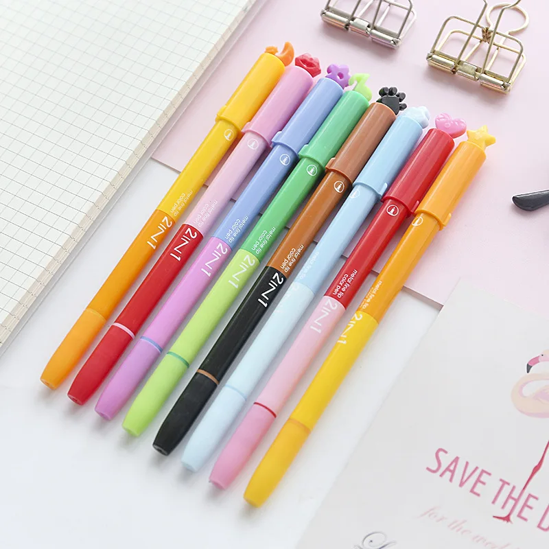 8pcs 2 In 1 Color Pens Dual Side Fine Tip Gel Ink Stamp Highlighter Marker Stationery Office School Supplies A6775
8pcs 2 In 1 Color Pens Dual Side Fine Tip Gel Ink Stamp Highlighter Marker Stationery Office School Supplies A6775