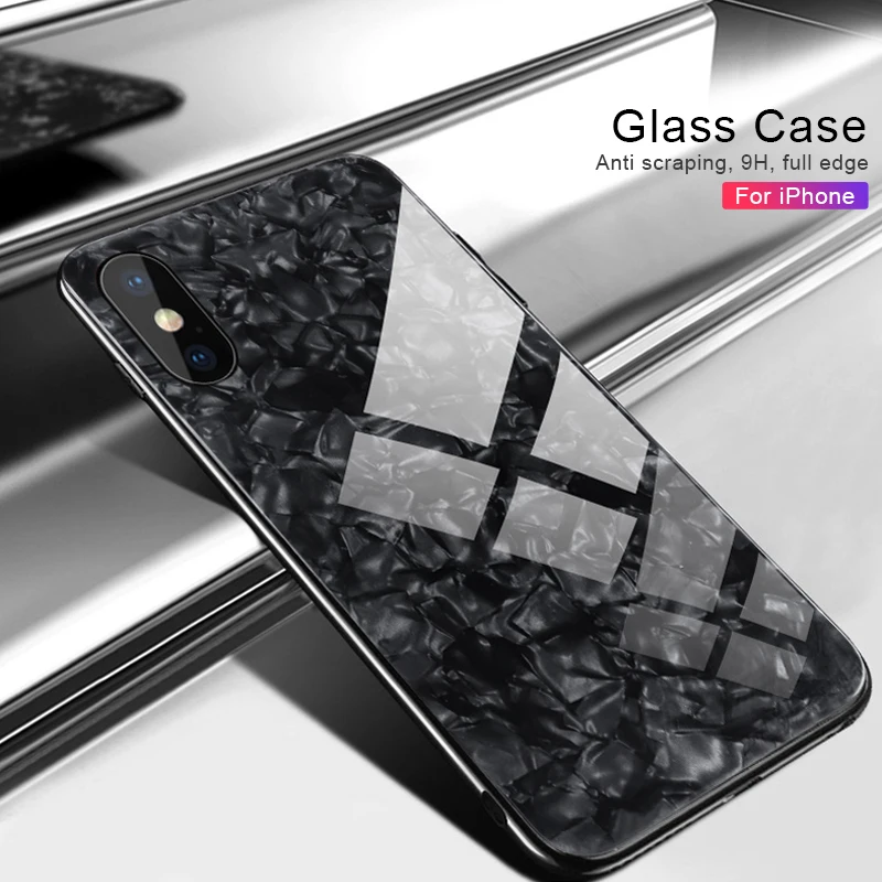 Роскошный чехол AOXIN для телефона iPhone 6 s 7 8 Plus X закаленное стекло + ТПУ Бампер Apple 10